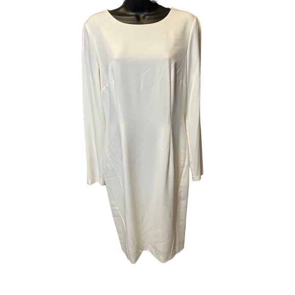 Cremieux White Long Sleeved Sheath Dress Sz 6 - Picture 1 of 9